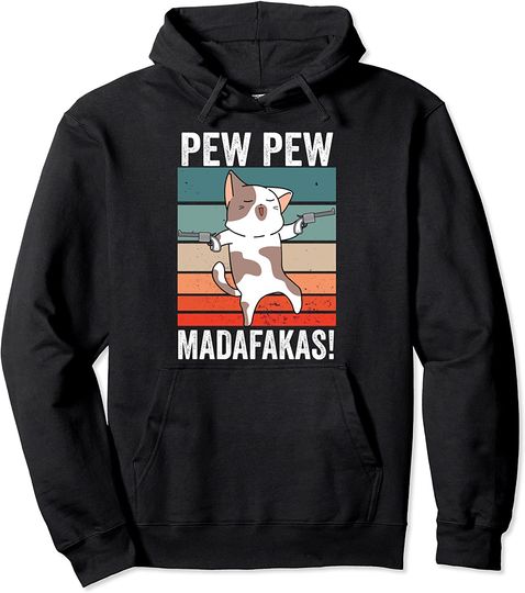 Discover Hoodie Sweater Com Capuz Cat Pew Pew Madafakas Vintage Gato Louco