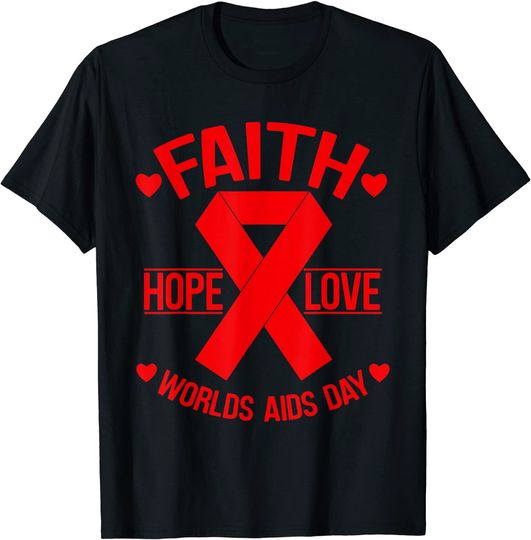 Discover Unissex T-Shirt Dia Mundial Da Aids Camiseta Fita de Conscientização sobre HIV e AIDS