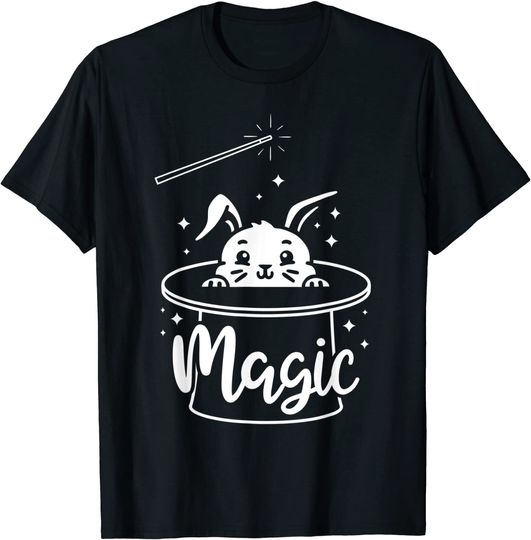 Discover T-Shirt Camiseta Manga Curta Coelho Gigante Coelho Mágico De Páscoa Coelho Varinha De Mago