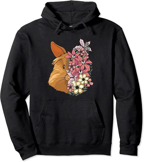 Discover Hoodie Sweater Com Capuz Coelho Gigante Cabeça De Leão Com Lindas Flores