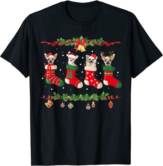 T-Shirt Camiseta Manga Curta Cão Chihuahua Natal para Cão