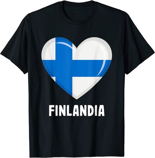 Discover T-shirt Unissexo Coração Bandeira Finlândia