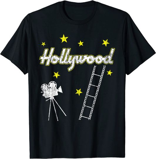 T-Shirt Camiseta Manga Curta Hollywood Life Cámara de película de Hollywood