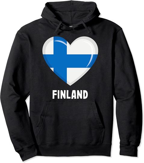 Discover Hoodie Sweater com Capuz Masculino Feminino Coração Bandeira Finlândia