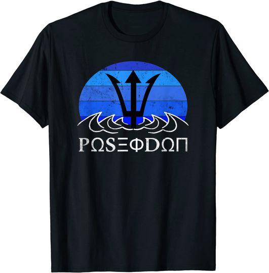 Discover T-shirt para Homem e Mulher Poseidon - Tridente do Deus Grego, Senhor dos Mares