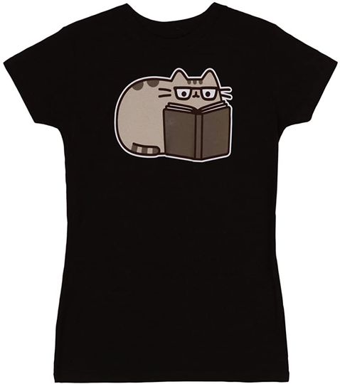 Discover T-Shirt Camiseta Manga Curta para Mulher Pusheen Gato Lendo