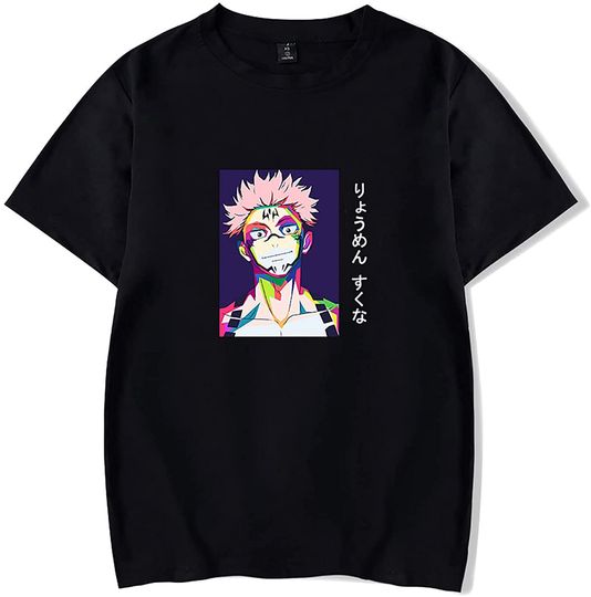 Discover T-Shirt Camiseta Manga Curta Jujutsu Kaisen Com Estampado de Personajes de Anime de Moda Deportiva para Hombres y Mujeres