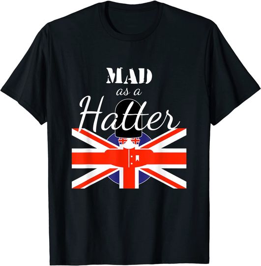 Discover T-Shirt Camiseta Manga Curta Chapeleiro Louco Bandeira Británica