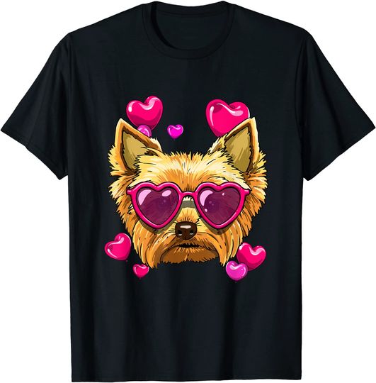 Discover T-shirt Unissexo Yorkshire Mini com Óculos de Coração