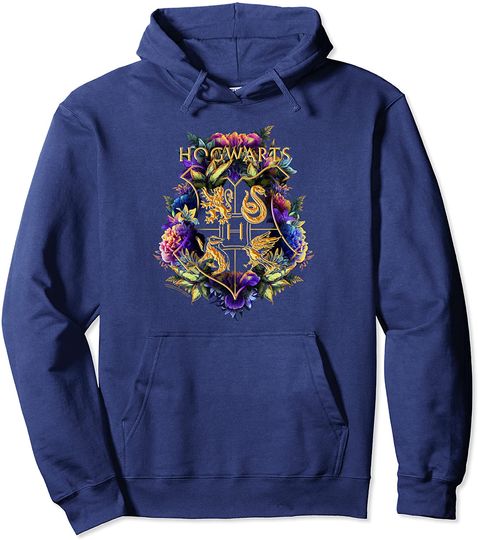 Discover Hoodie Sweater Com Capuz Símbolos Harry Potter  Hogwarts Multi-Colored Floral Crest