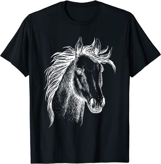 Discover T-Shirt Camiseta Manga Curta Cavalo Mustang Com Texto Em Alemão «Horse Riding»