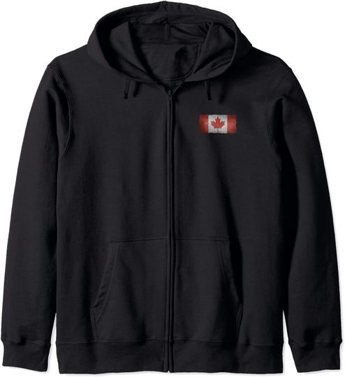 Discover Hoodie Sweater Com Capuz Fecho-Éclair Bandeira Canada Hoja de Arce Canada Flag