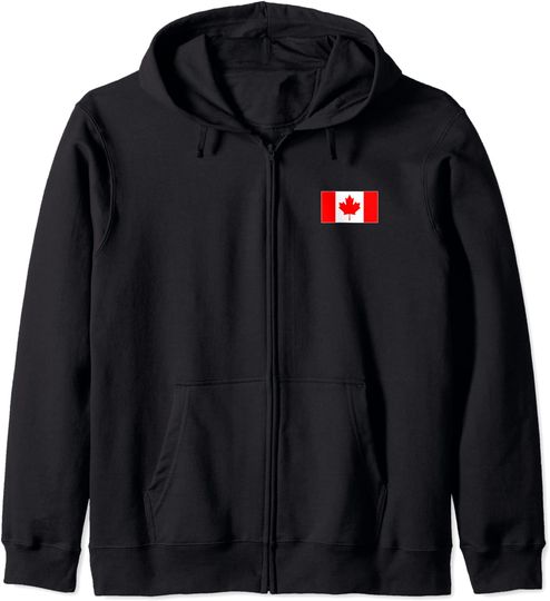 Discover Hoodie Sweater Com Capuz Fecho-Éclair Bandeira Canada Maple Leaf