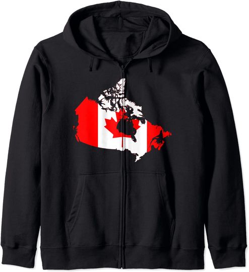 Discover Hoodie Sweater Com Capuz Fecho-Éclair Bandeira Canada