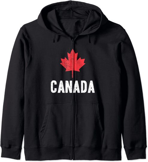 Discover Hoodie Sweater Com Capuz Fecho-Éclair Bandeira Canada  Maple Leaf Canada Day