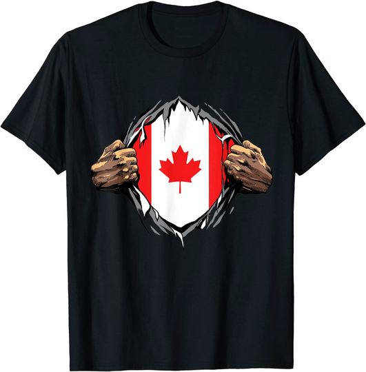 Discover T-Shirt Camiseta Manga Curta Bandeira Canada Patriotic