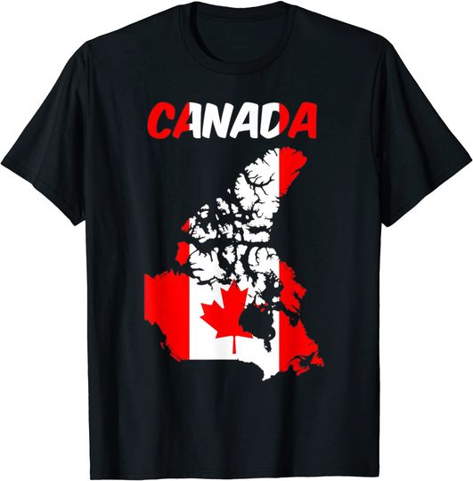 Discover T-Shirt Camiseta Manga Curta Bandeira Canada Dentro do Mapa do Canadá.