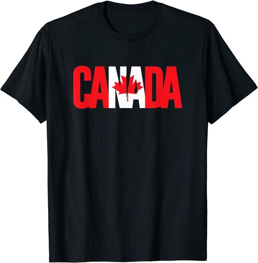 Discover T-Shirt Camiseta Manga Curta Bandeira Canada Maple Leaf