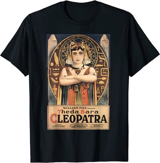 Cleopatra 1917 Película Silenciosa Theda Bara T-Shirt Camiseta Manga Curta Cleopatra Filme