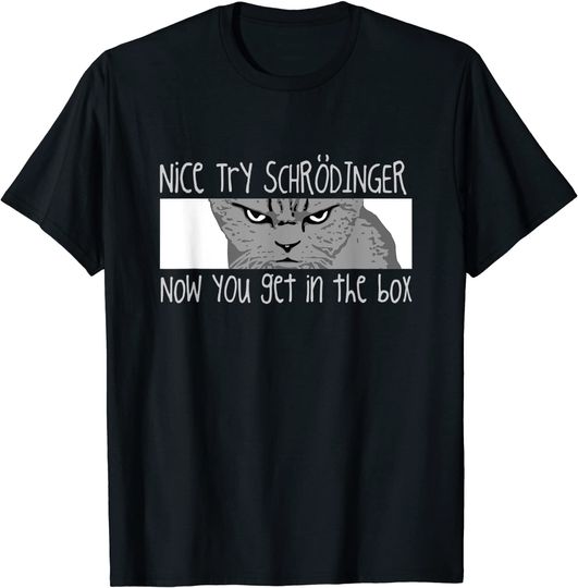 Discover T-Shirt Camiseta Manga Curta Para Homem Mulher Criança Gato De Schrödinger