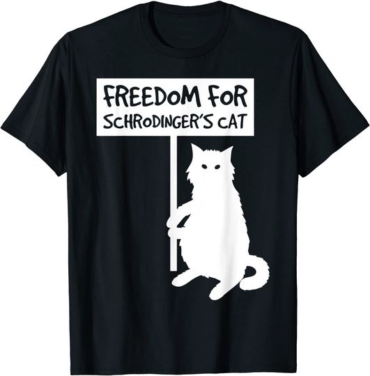 Discover T-Shirt Camiseta Manga Curta Para Homem Mulher Criança Gato De Schrödinger Lindo