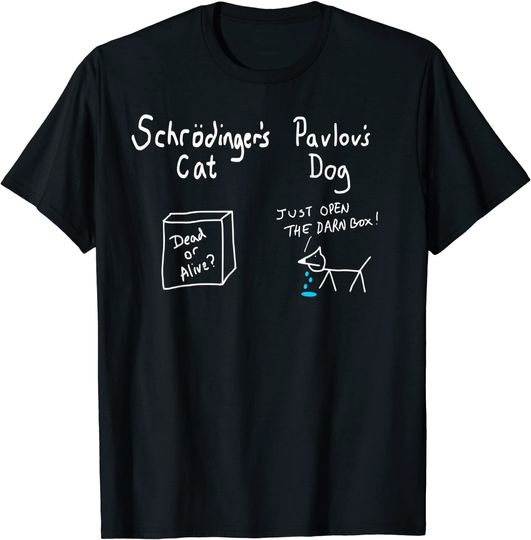 Discover O Gato e o Cão Pavlov de Schrodinger T-Shirt Para Homem Mulher Criança