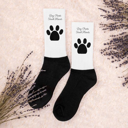 Discover Paw Print Dog Love Socks Meias de Pata de Cão