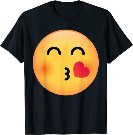 Discover T-shirt Unissexo Emoji com Beijo de Coração