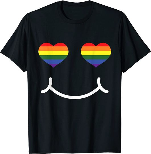 Discover Emoji com Olhos de Coração Arco-íris | T-shirt Masculina Feminina