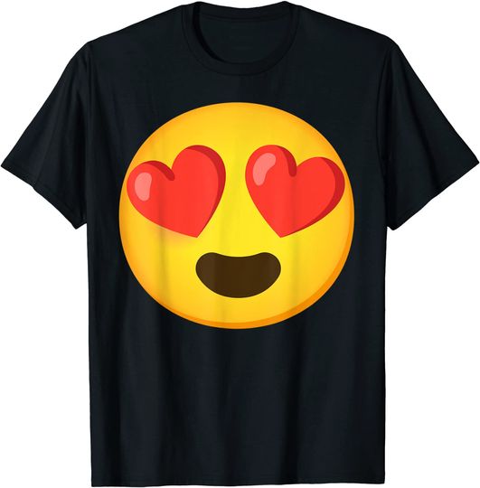 Discover T-shirt Unissexo Emoji com Olhos em Coração Presente de Dia dos Namorados