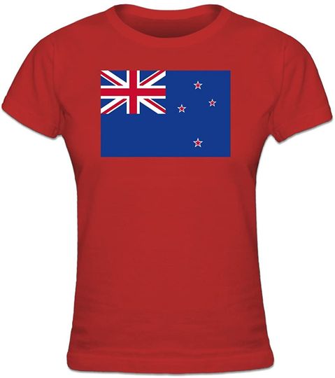 Discover T-Shirt Camiseta Manga Curta Bandeiras Vermelhas Nova Zelanda Bandeira