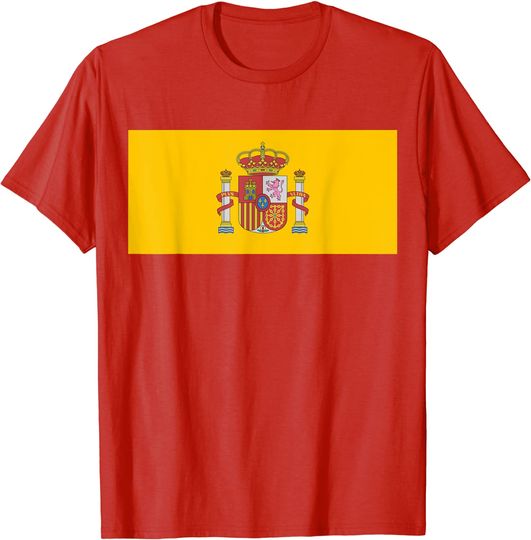 Discover T-Shirt Camiseta Manga Curta Bandeiras Vermelhas Espanha Futebol Bandeira