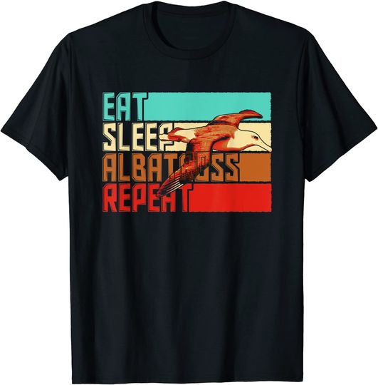 Discover T-Shirt Camiseta Manga Curta Vintage Eat Sleep Repeat Albatros