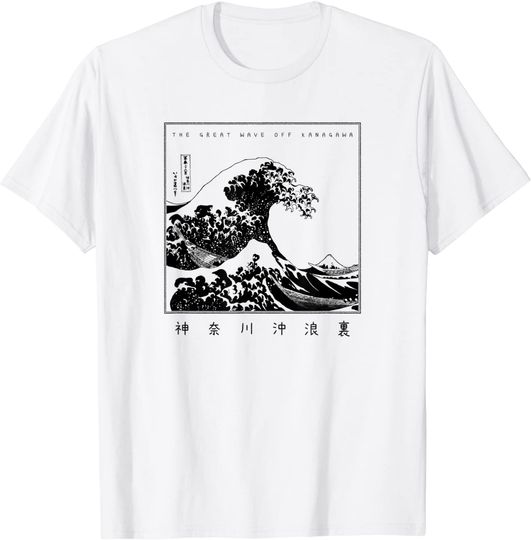 T-shirt Estilo Japonês A Grande Onda de Kanagawa