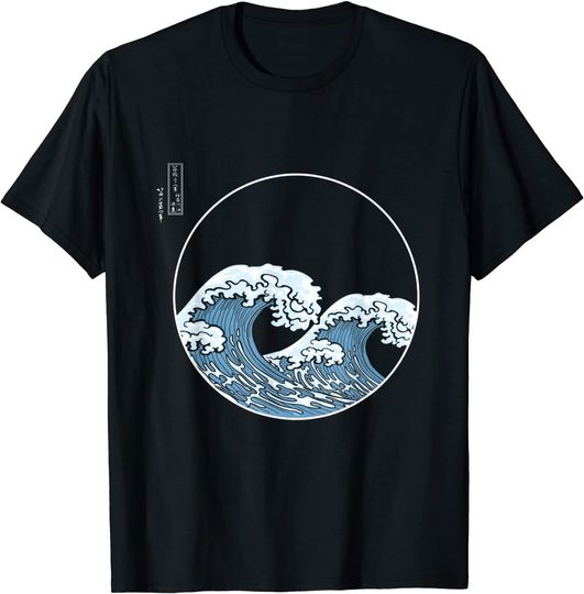 Discover T-shirt Unissexo A Grande Onda de Kanagawa e Kanji