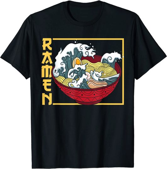 T-shirt Unissexo Ramen A Grande Onda de Kanagawa