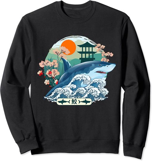 Discover Golfinho e Onda de Kanagawa | Suéter Sweatshirt Unissexo Arte Japonesa