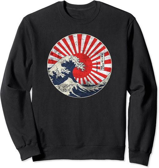 Discover Suéter Sweatshirt Vintage A Grande Onda de Kanagawa
