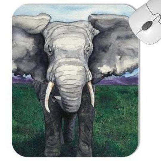 Discover Elephant Wildlife Watercolor Painting - Mouse Pad Tapete De Rato Elefante