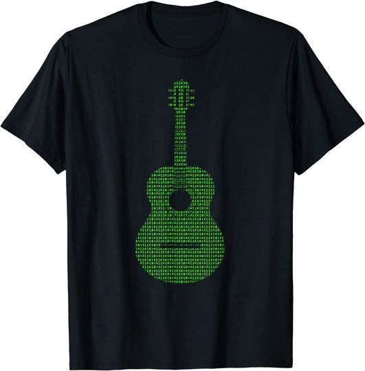 Discover T-shirt Masculina Feminina Guitarra de Código Binário
