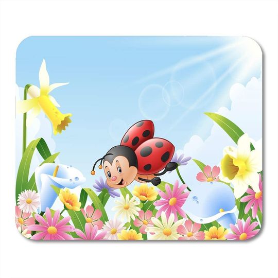 Discover Mouse Pad Tapete De Rato Joaninha Desenho e Flores