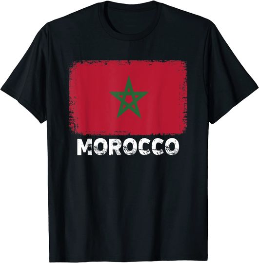 Discover T-shirt Estampada Bandeira de Marrocos | Camiseta Vintage Unissexo