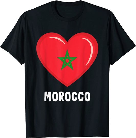 Discover Coração Bandeira de Marrocos | T-shirt Masculina Feminina