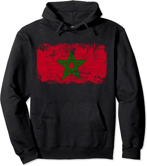 Discover Hoodie Sweatshirt com Capuz Unissexo Vintage Bandeira de Marrocos