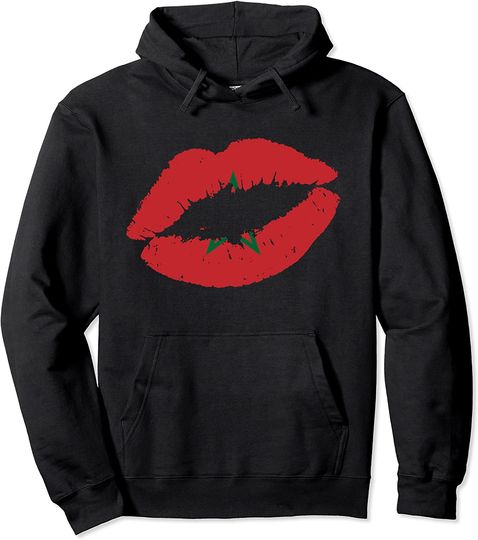 Discover Lábios Bandeira de Marrocos | Hoodie Sweatshirt com Capuz para Homem e Mulher