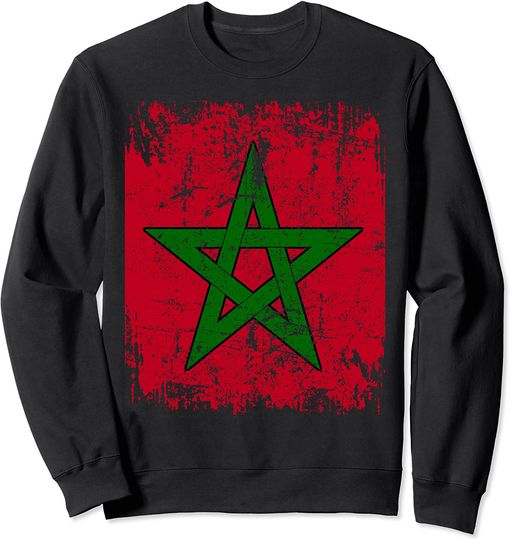 Discover Suéter Sweater Unissexo Vintage Bandeira de Marrocos