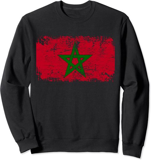 Discover Suéter Sweatshirt Unissexo Vintage Bandeira de Marrocos