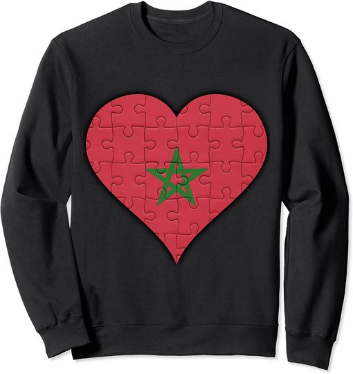 Discover Coração Lego Bandeira de Marrocos | Suéter Sweater Masculino Feminino