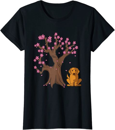 Discover T-Shirt De Decote Em V Para Mulher Golden Retriever Cachorro de Ouro