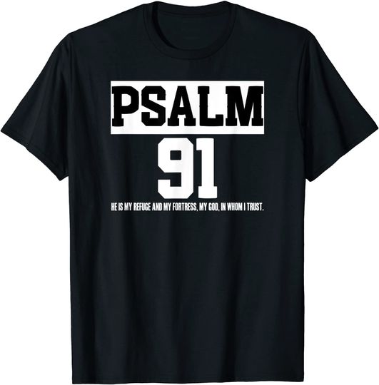Discover Versículo Biblia Salmo 91 Cristo Adorador Predicador Jesús Amor T-Shirt Camiseta Manga Curta